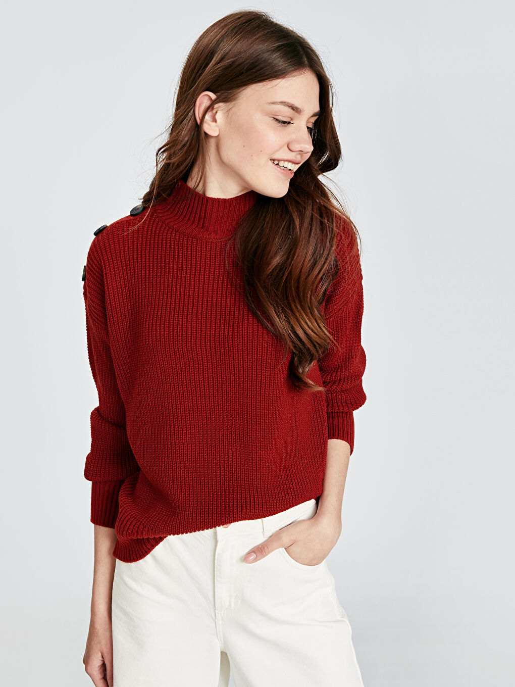 Half Turtleneck Long Sleeve Women's Sweater-1