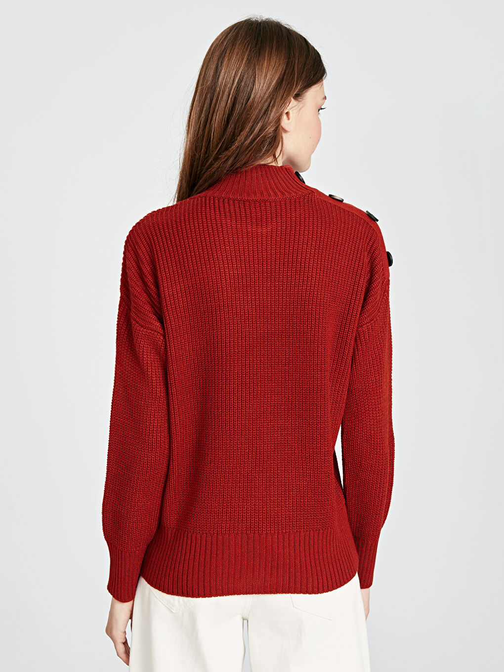 Half Turtleneck Long Sleeve Women's Sweater-2