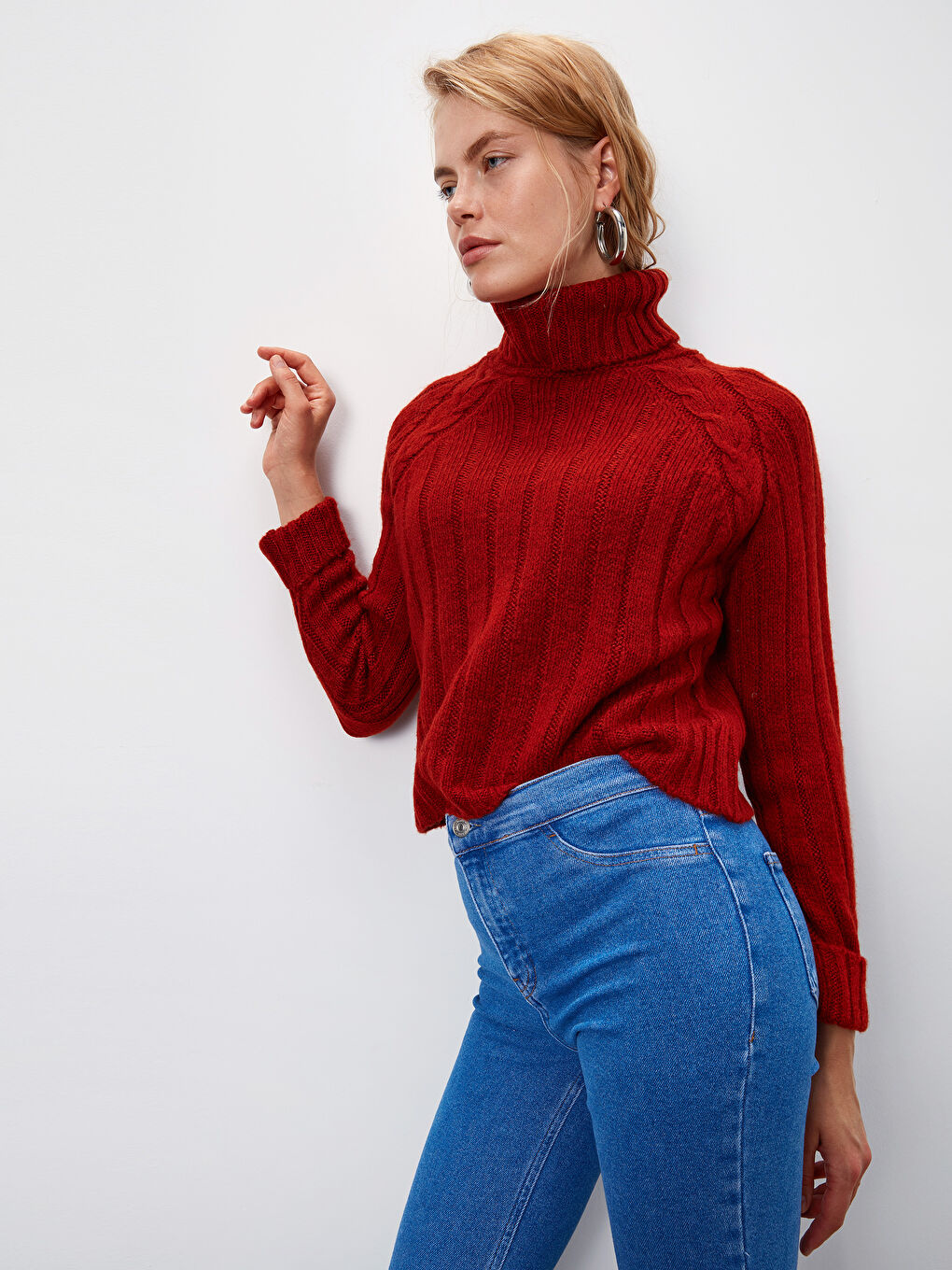 Свитер с длинным рукавом и водолазкой для женщин-2