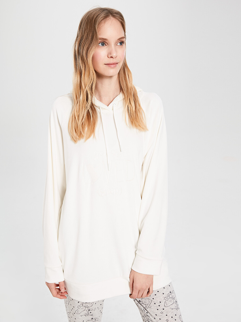 Hooded Long Sleeve Velvet Women's Pyjama Top