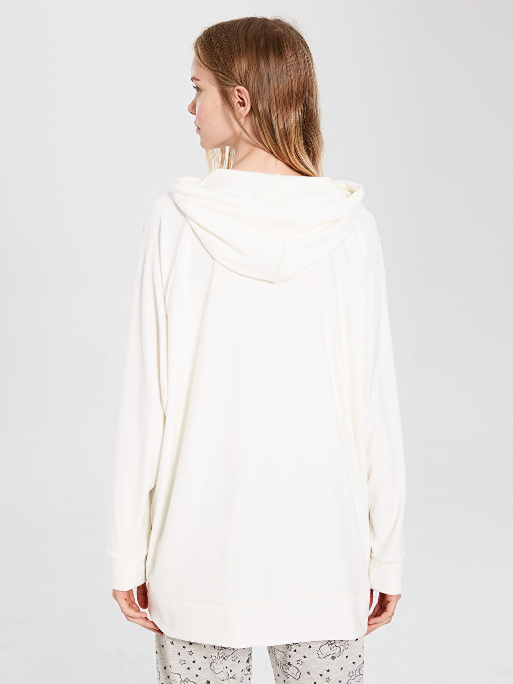 Hooded Long Sleeve Velvet Women's Pyjama Top-2