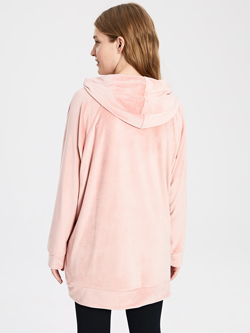 Pyjama-oberteil Für Damen Aus Samt Mit Kapuze Und Langen Ärmeln-2