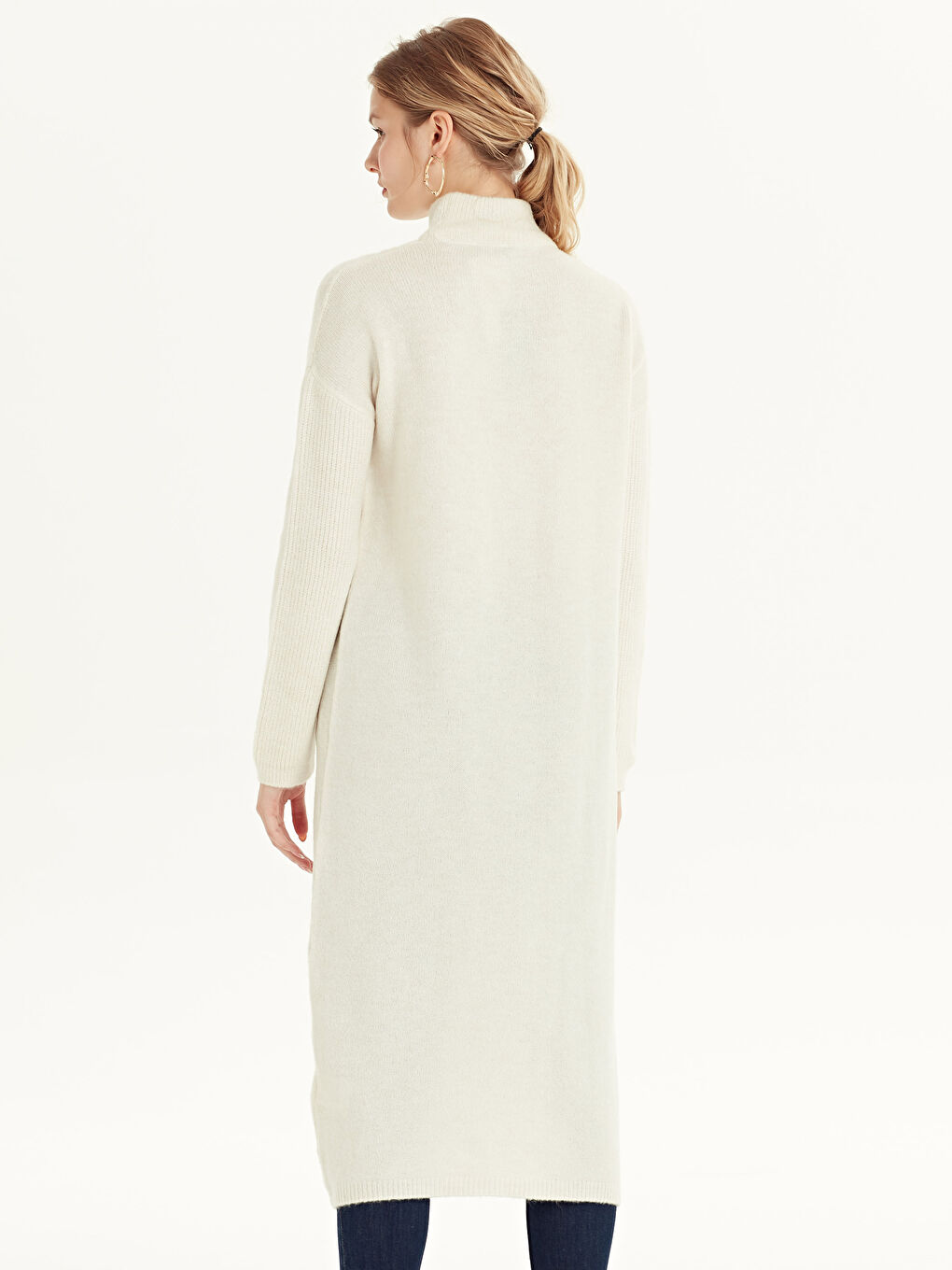 Ekru Balıkçı Yaka Oversize Kadın Tunik-2