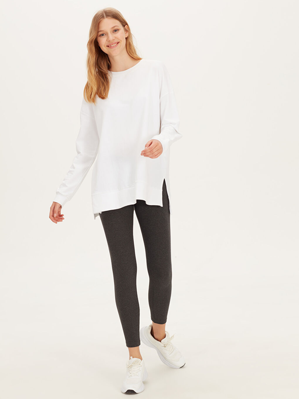 Antrasit Pamuklu Kadın Tayt