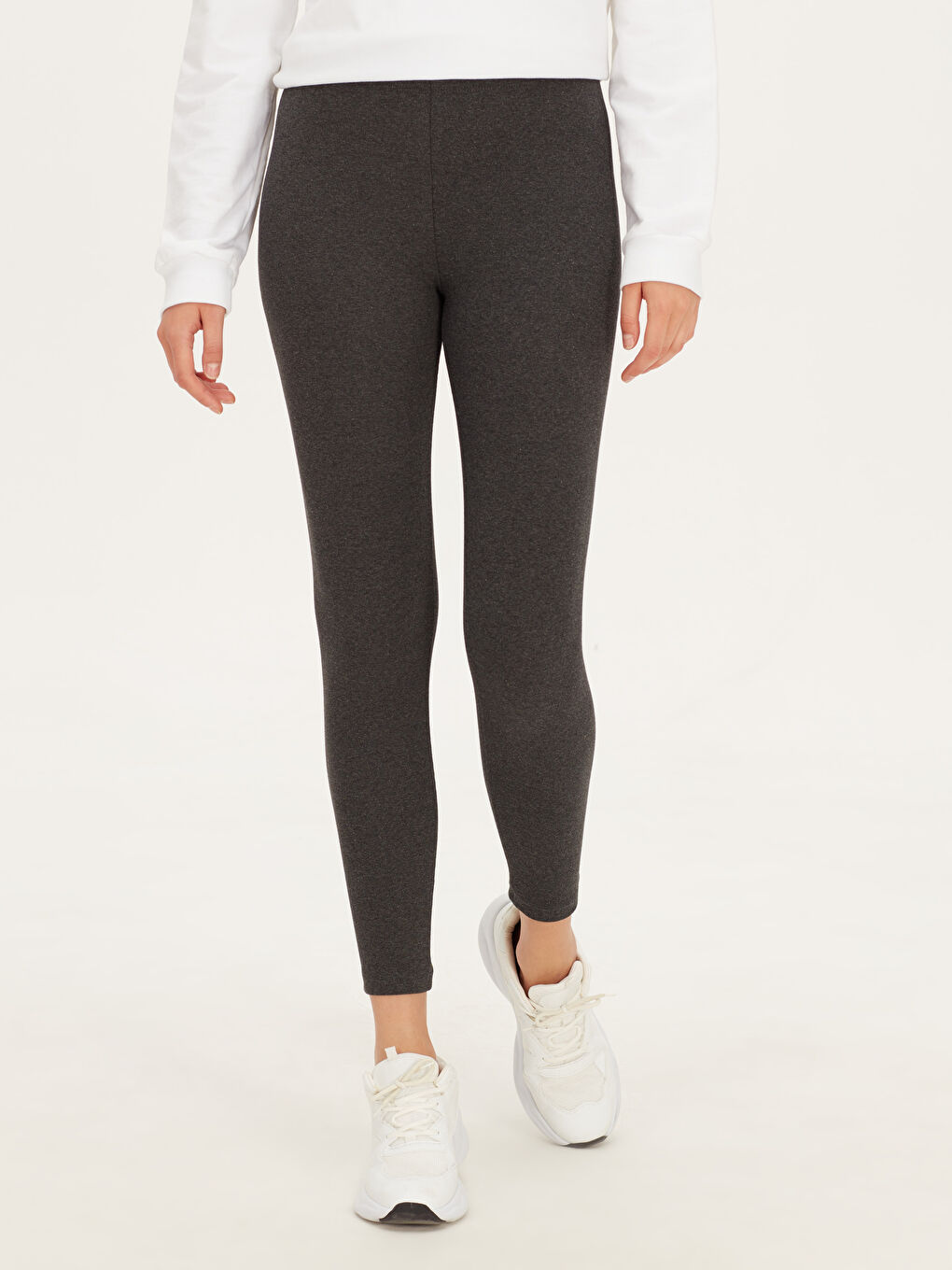 Antrasit Pamuklu Kadın Tayt-2