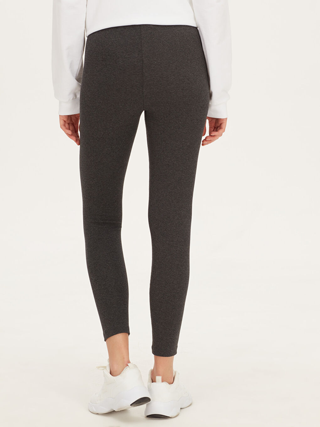 Antrasit Pamuklu Kadın Tayt-3