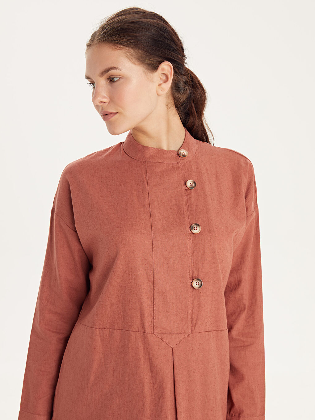 Tunique Pour Femmes En Lin Surdimensionnée-2