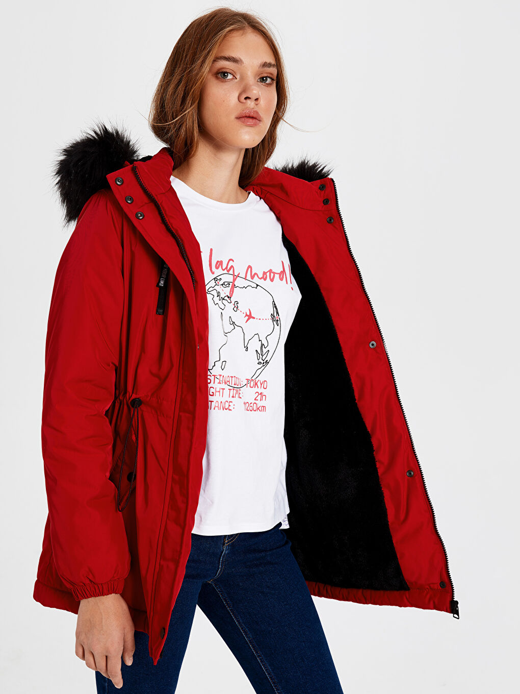 LCW Vision Frau ROT Parka-Mantel -9WG180Z8-EAT