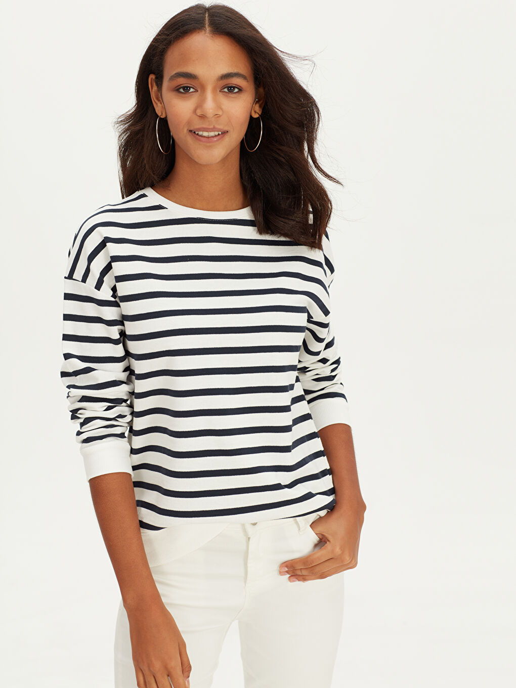 Lacivert Kapüşonlu Sweatshirt Kumaşı Kadın Sweatshirt-1