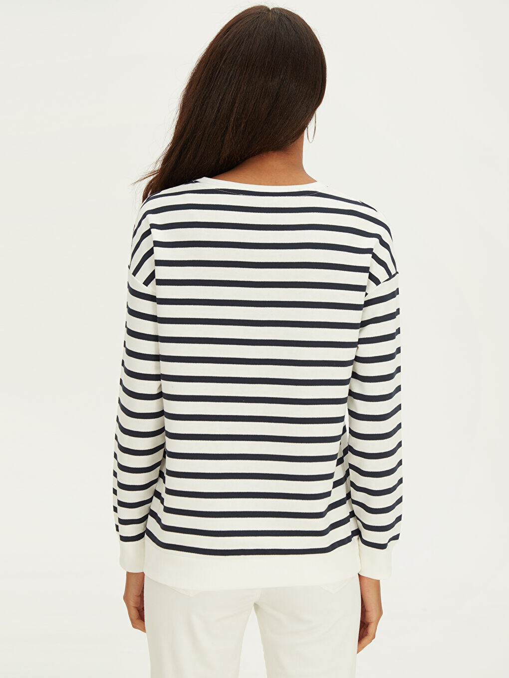 Lacivert Kapüşonlu Sweatshirt Kumaşı Kadın Sweatshirt-2