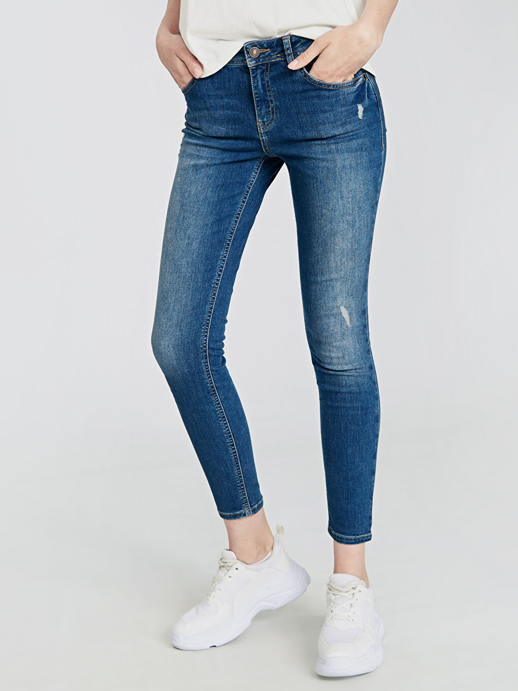 Women's Skinny Fit Regular Denim Trousers-2