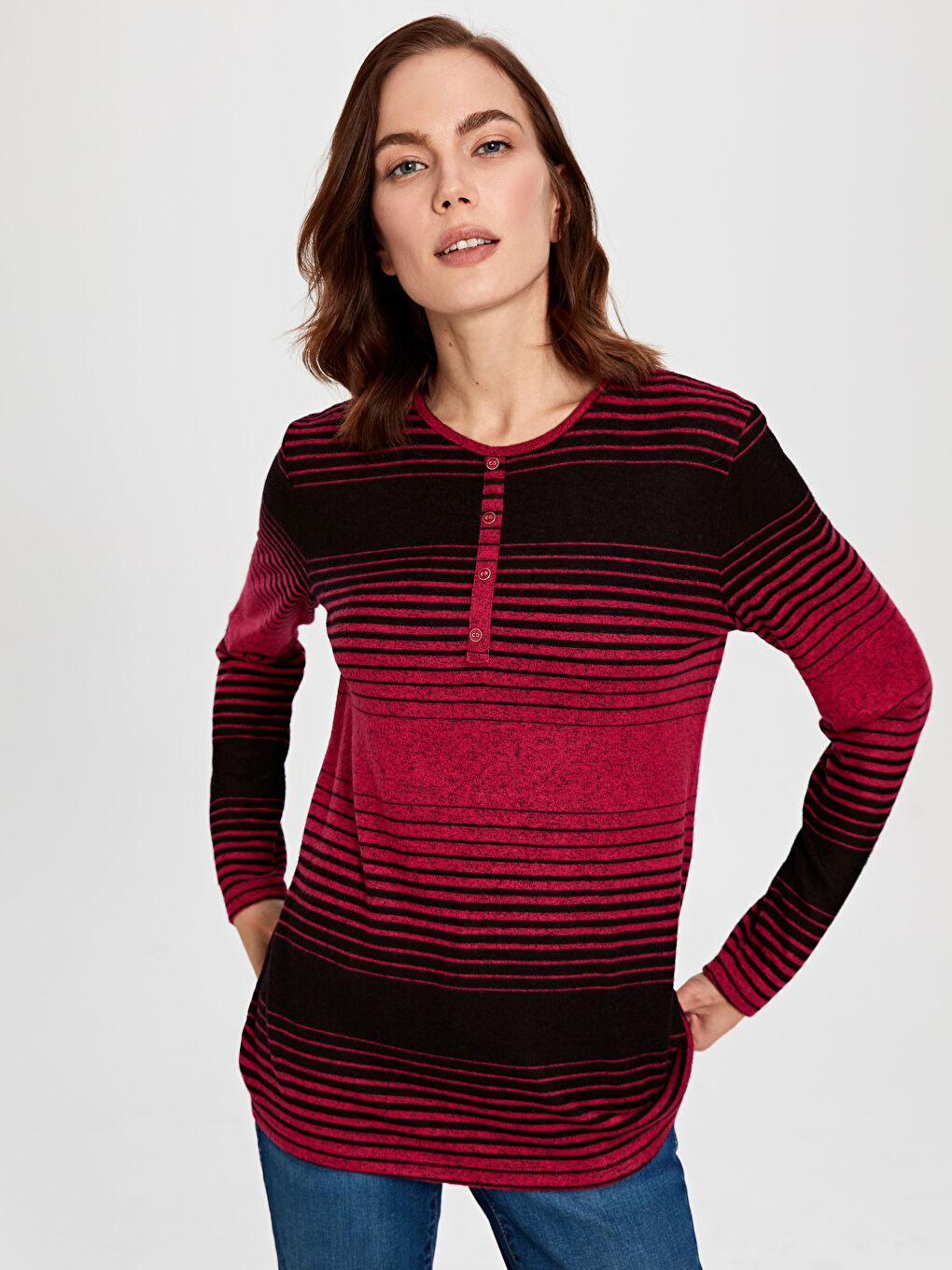 Flexible Striped Short Sleeve Shirts Women's Viscose