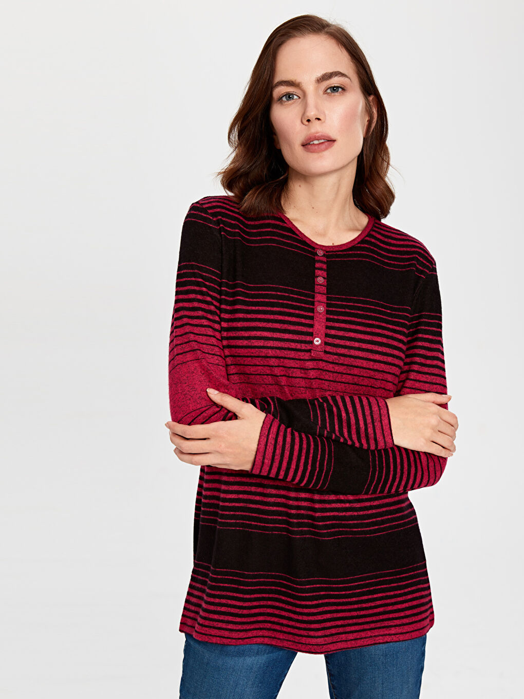 Flexible Striped Short Sleeve Shirts Women's Viscose-1