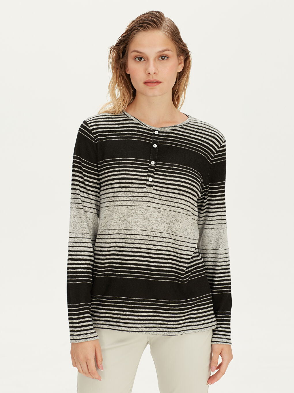 Flexible Striped Short Sleeve Shirts Women's Viscose