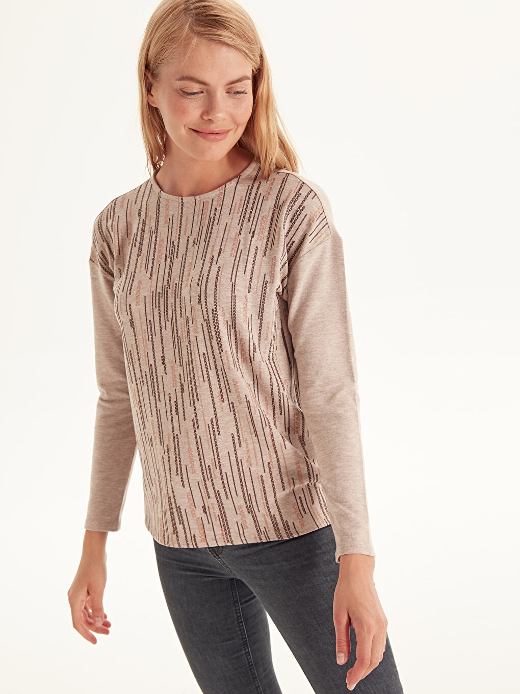 Bej Melanj Tişört-1