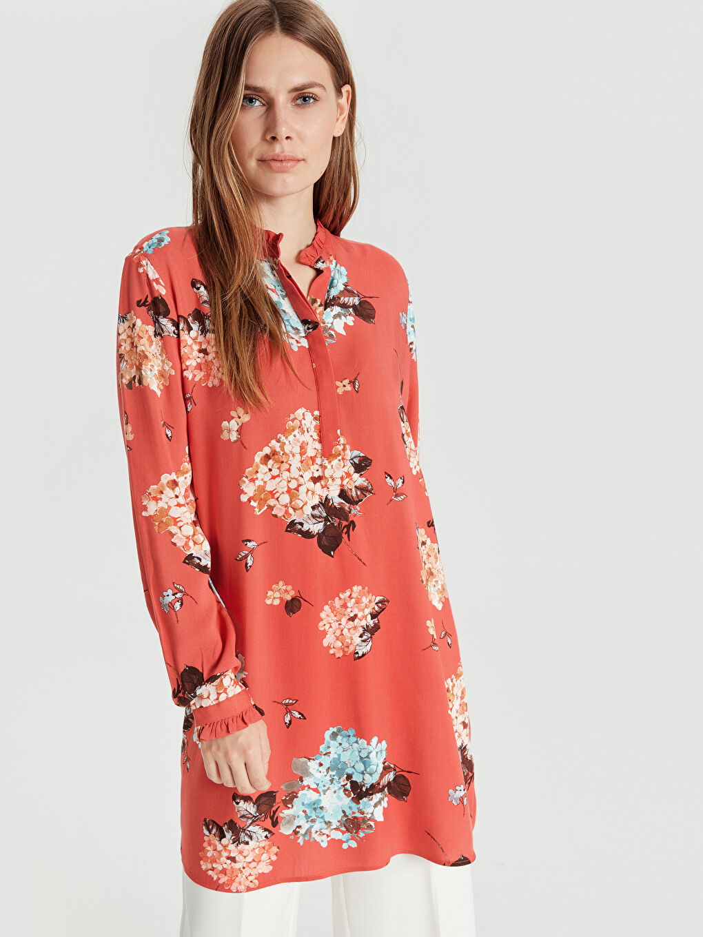 Bordo Baskılı Tunik-1