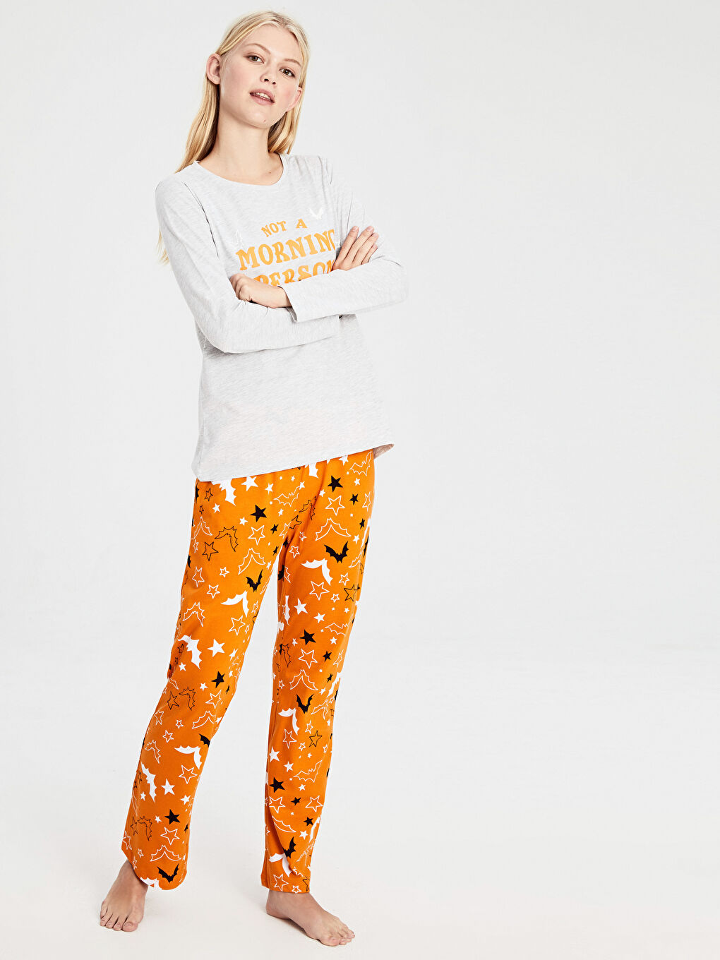 Gri Kadın Pijama Takım-1