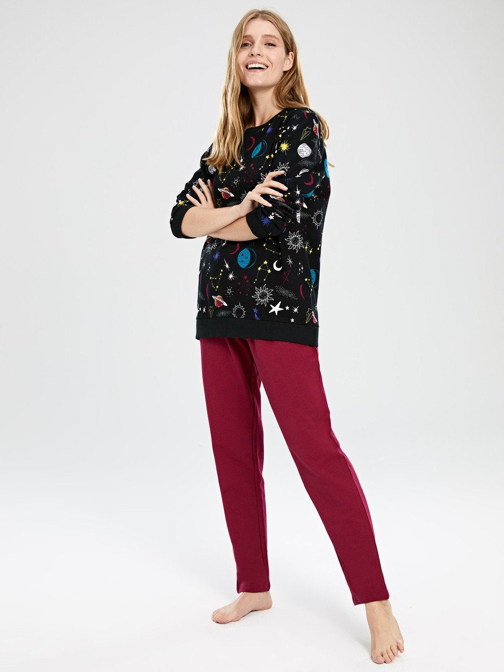 Siyah Baskılı Pijama Takım-2