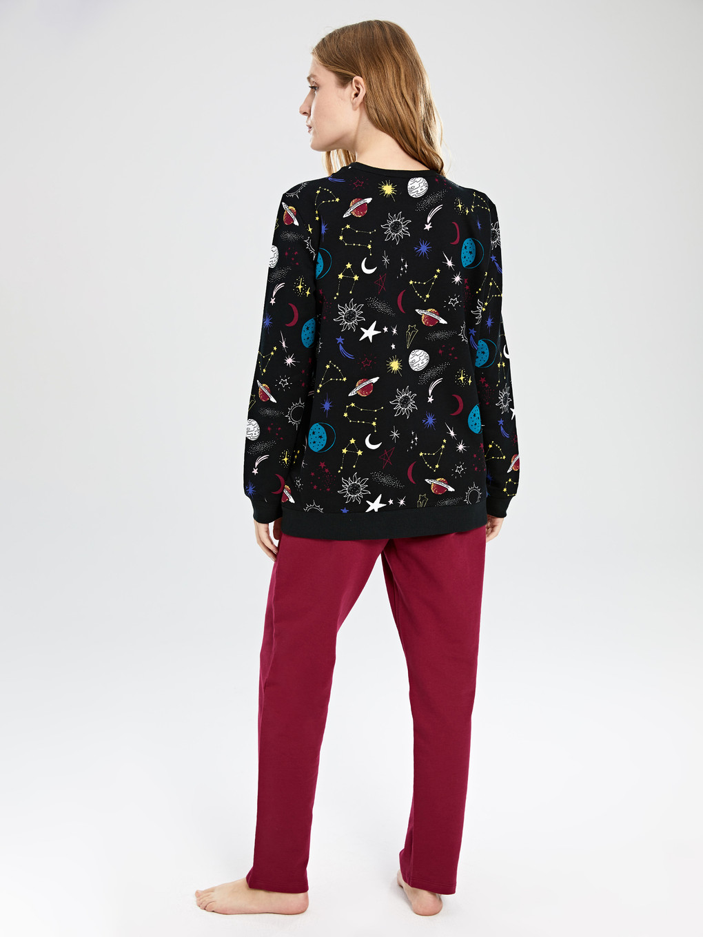 Siyah Baskılı Pijama Takım-3