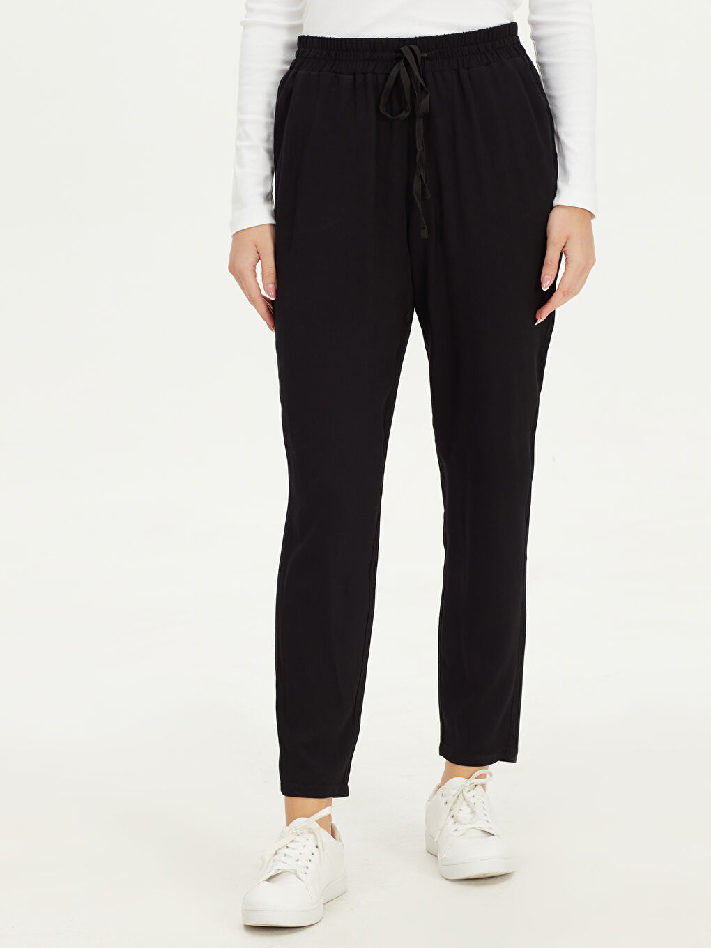 Siyah Mom Fit Kadın Pantolon-2