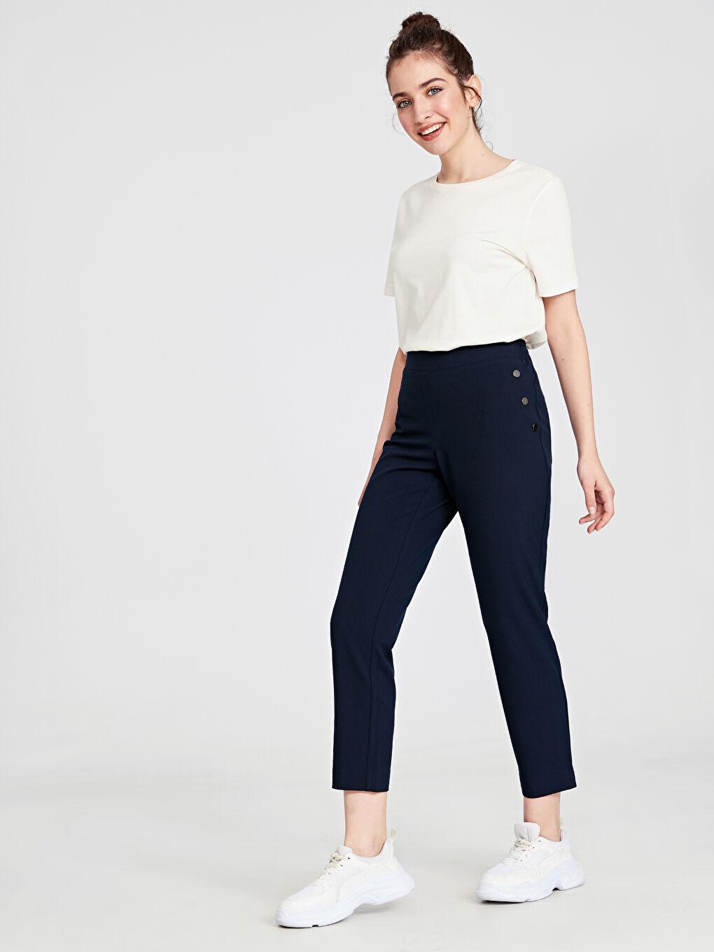 Lacivert Standart Fit Kadın Pantolon