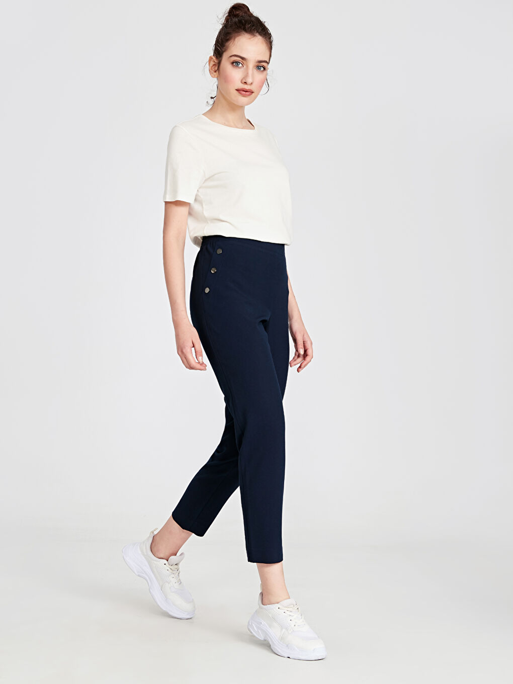 Lacivert Standart Fit Kadın Pantolon-1