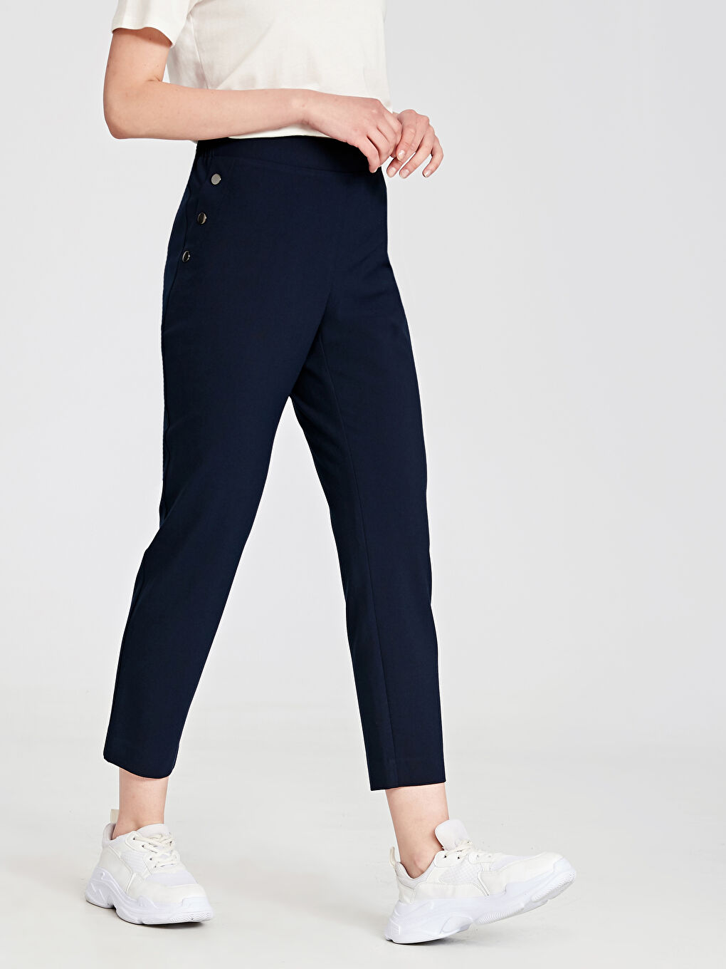 Lacivert Standart Fit Kadın Pantolon-2