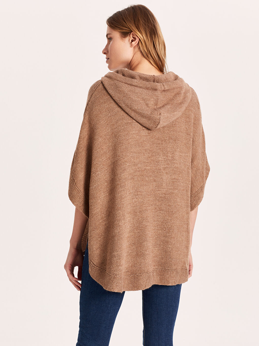 Kahverengi Kapüşonlu Kısa Kollu Kadın Hırka-2