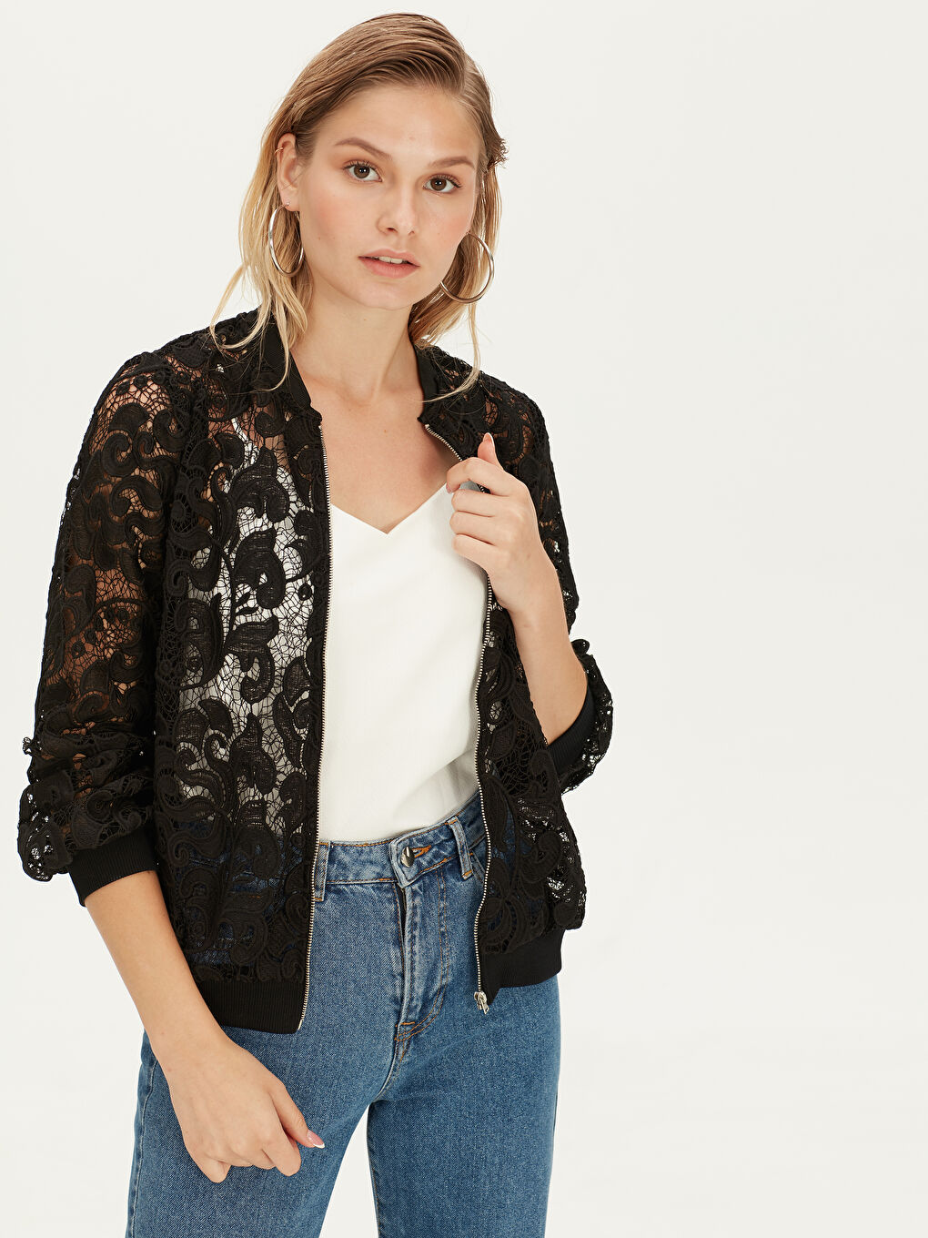 Yeni Siyah Fermuarlı Sweatshirt-1