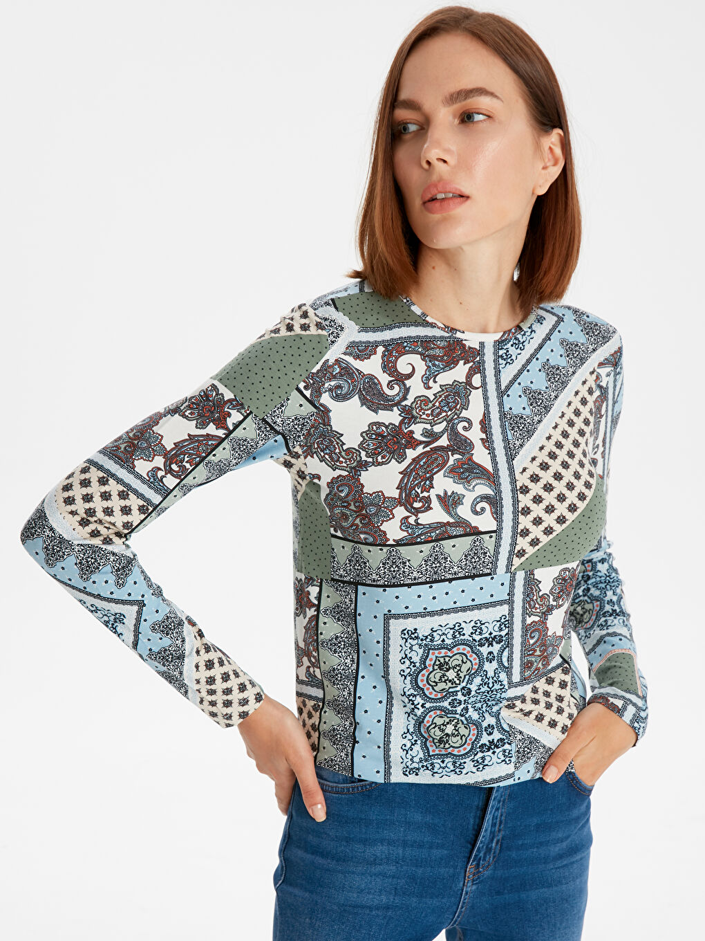 Açık Yeşil Baskılı Tişört-1