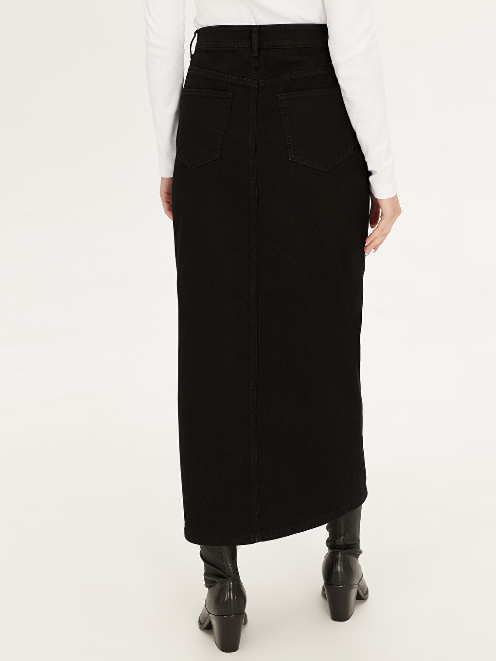 Siyah Sıyah Jean Etek-3