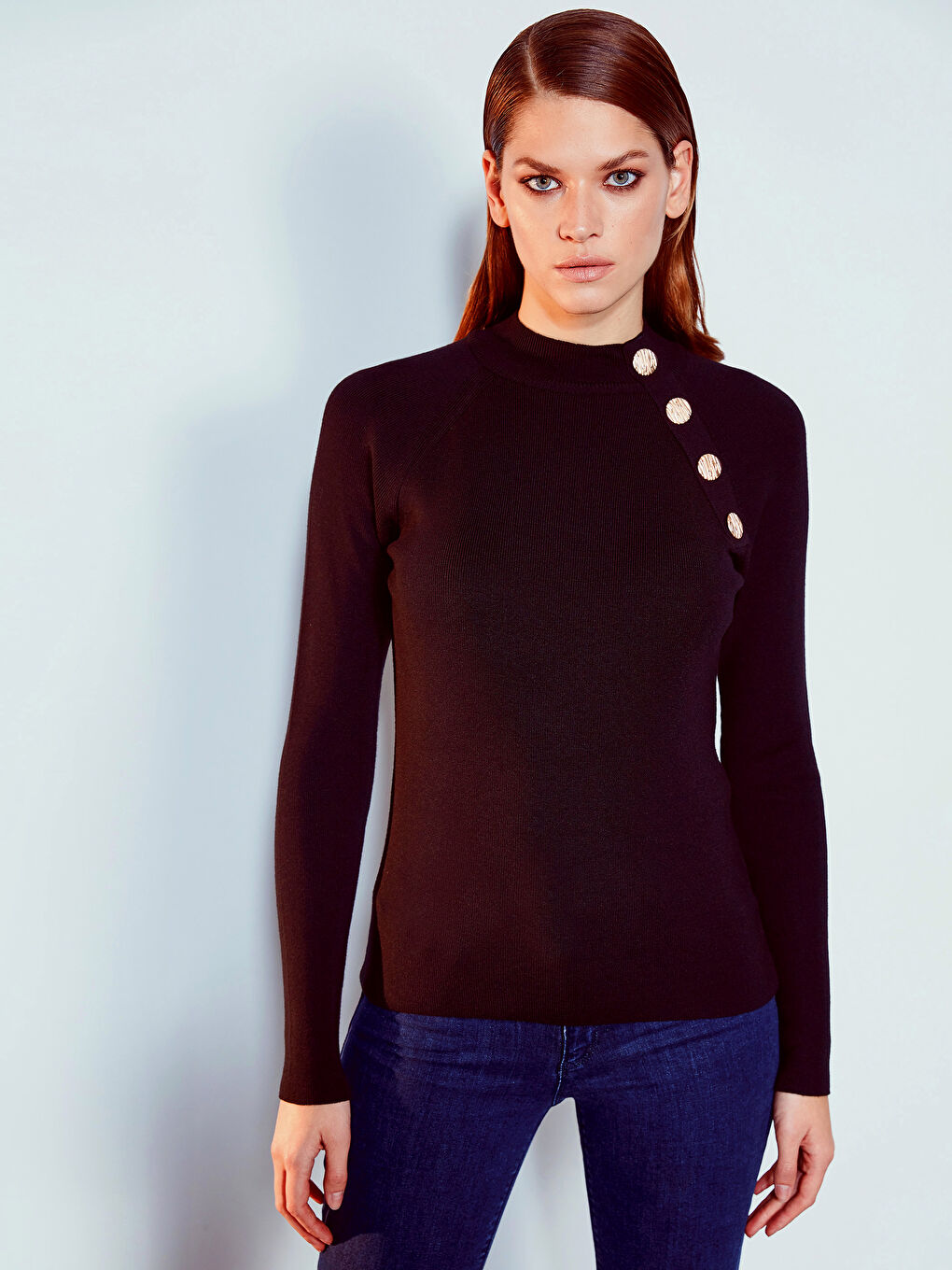 Свитер с круглым вырезом и длинным рукавом для женщин-1