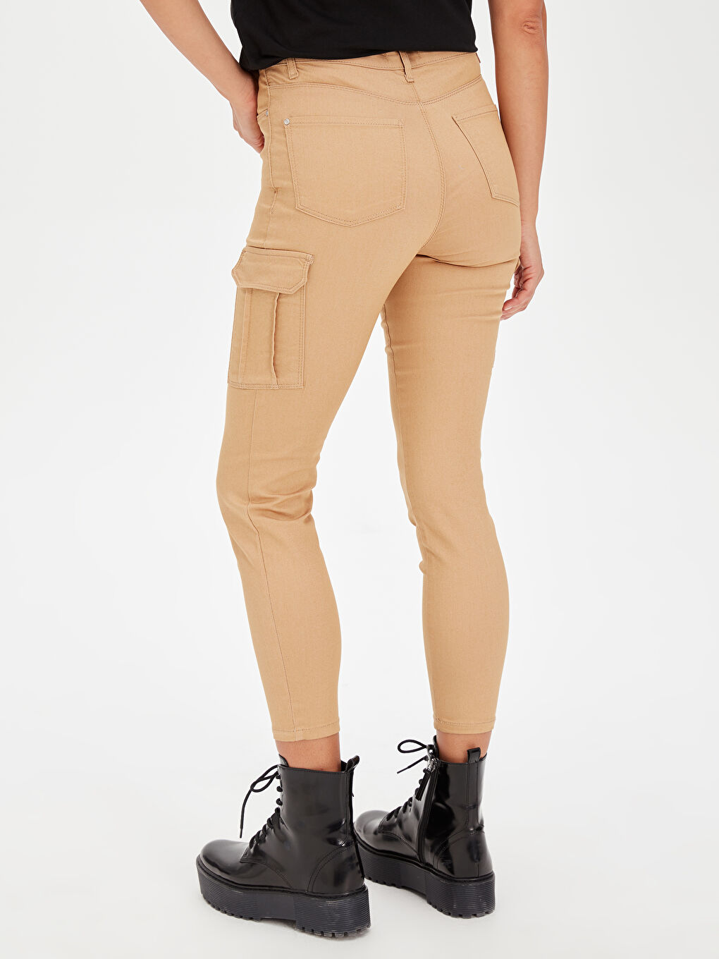 Әйелдерге арналған икемді карго шалбар стандартты пішім габардин-2