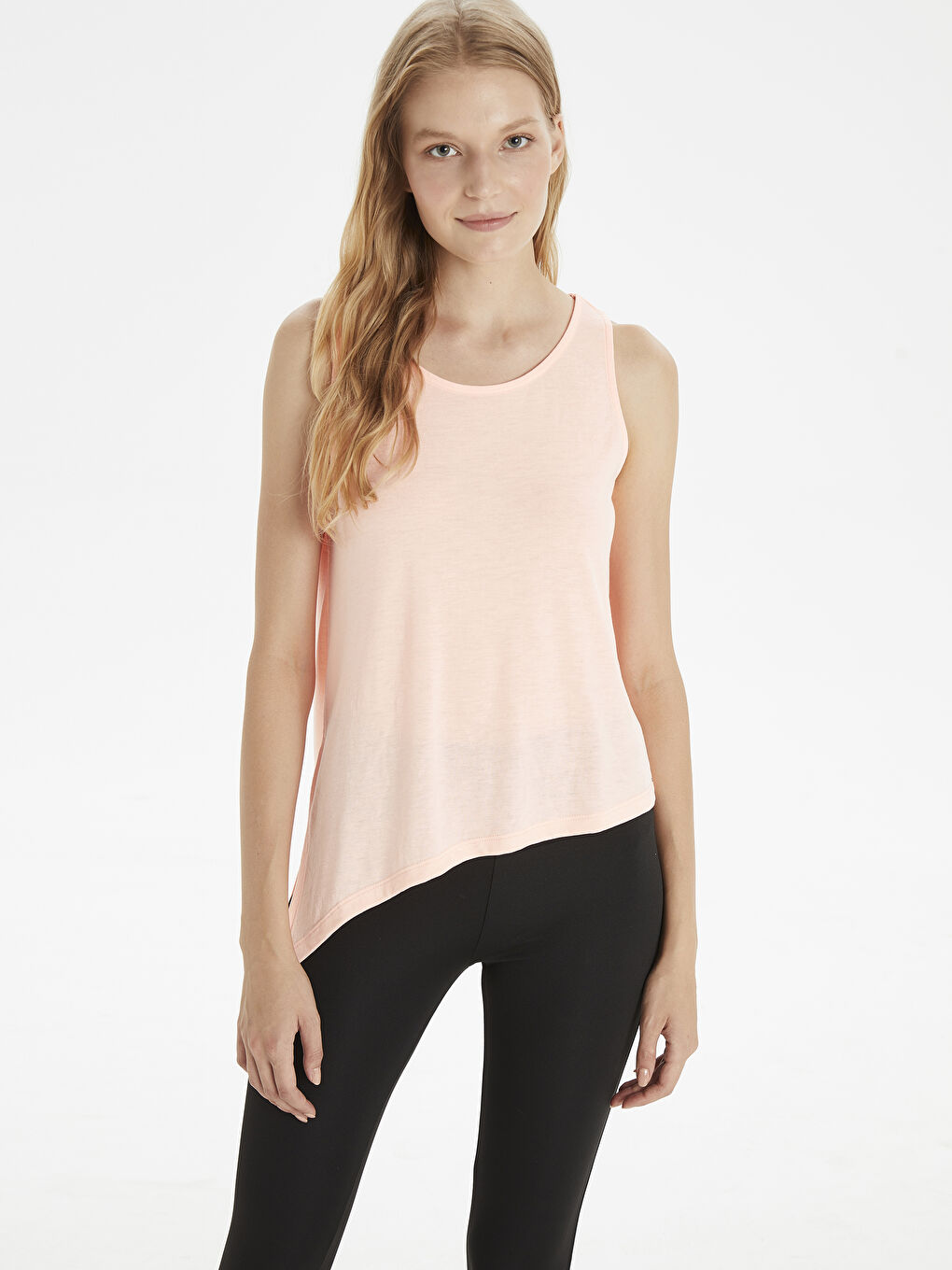 Mercan U Yaka Slogan Baskılı Aktif Spor Kadın Atlet