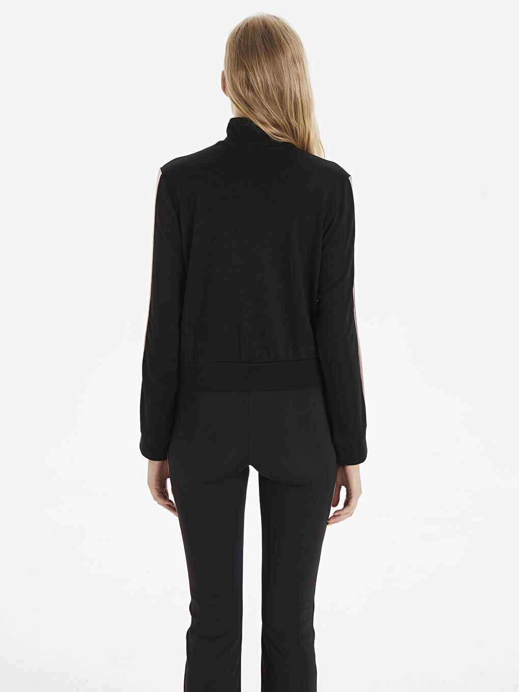 Siyah Kapüşonlu Kadın Spor Hırka-2