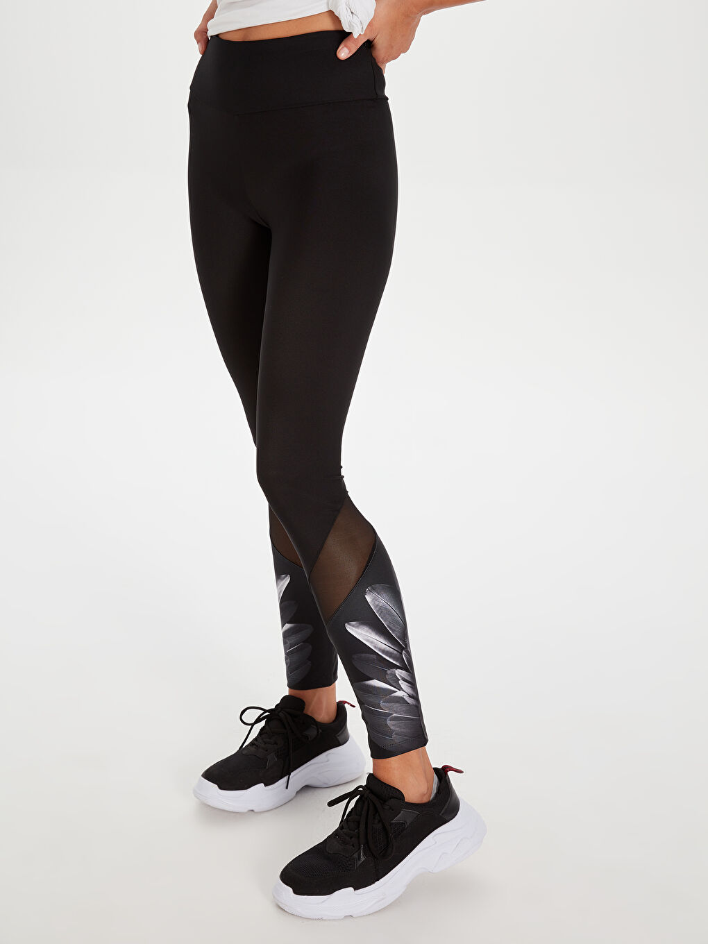 Женщины Черный Спортивные леггинсы-3