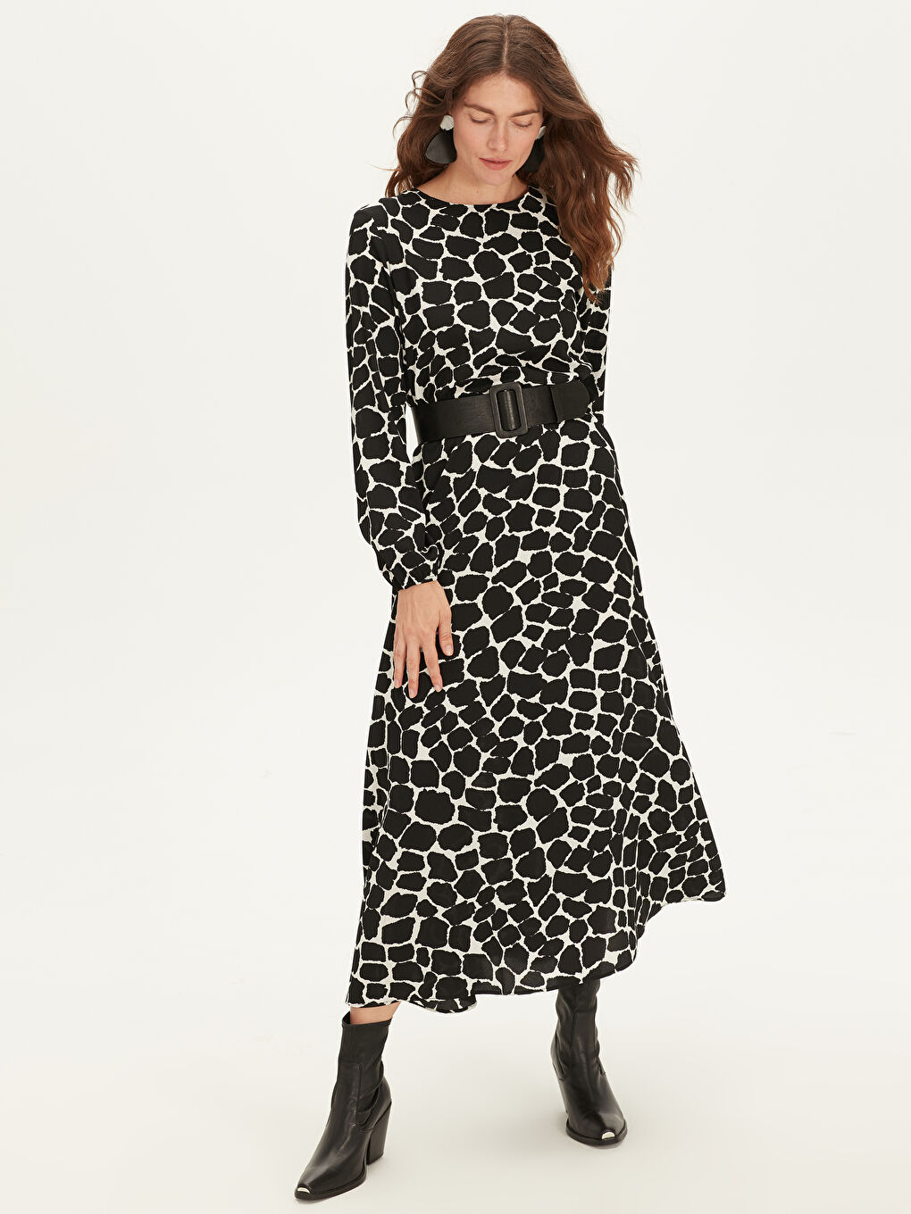 Robe en Crêpe à Manches Longues pour Femmes Ajustement Standard-2