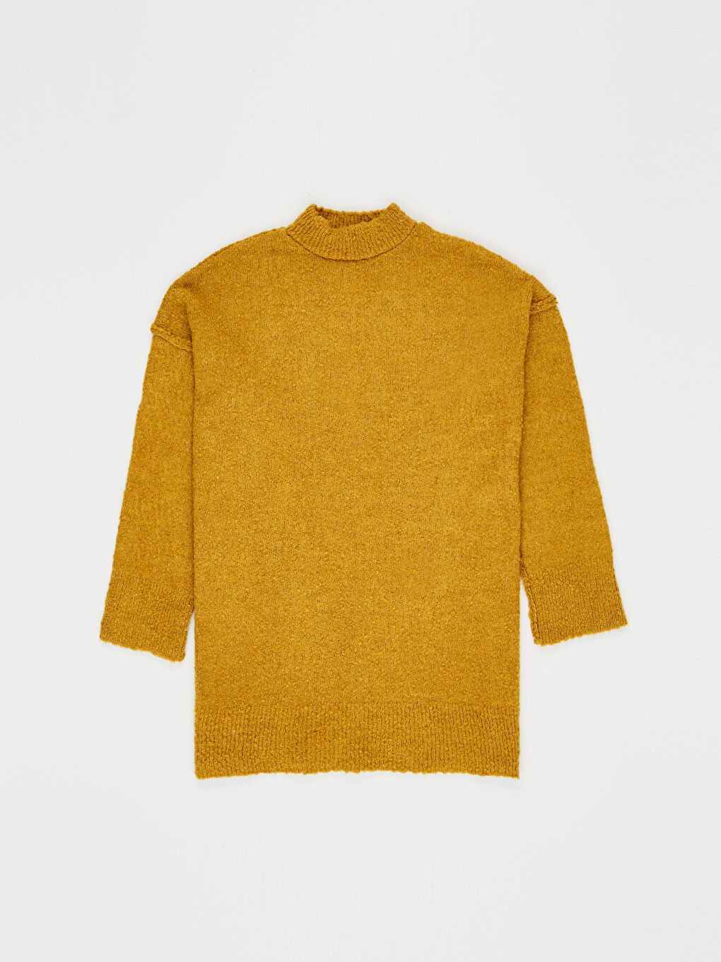 Sarı Yarım Balıkçı Yaka Oversize Kadın Tunik-1