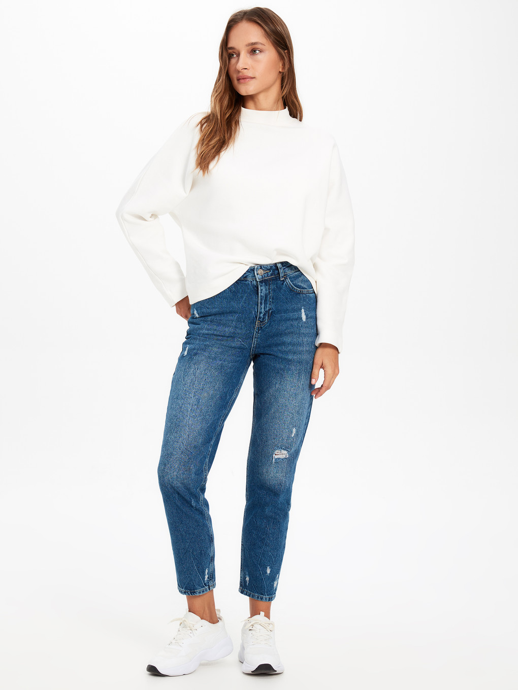 İndigo Mom Fit Kadın Jean Pantolon-1