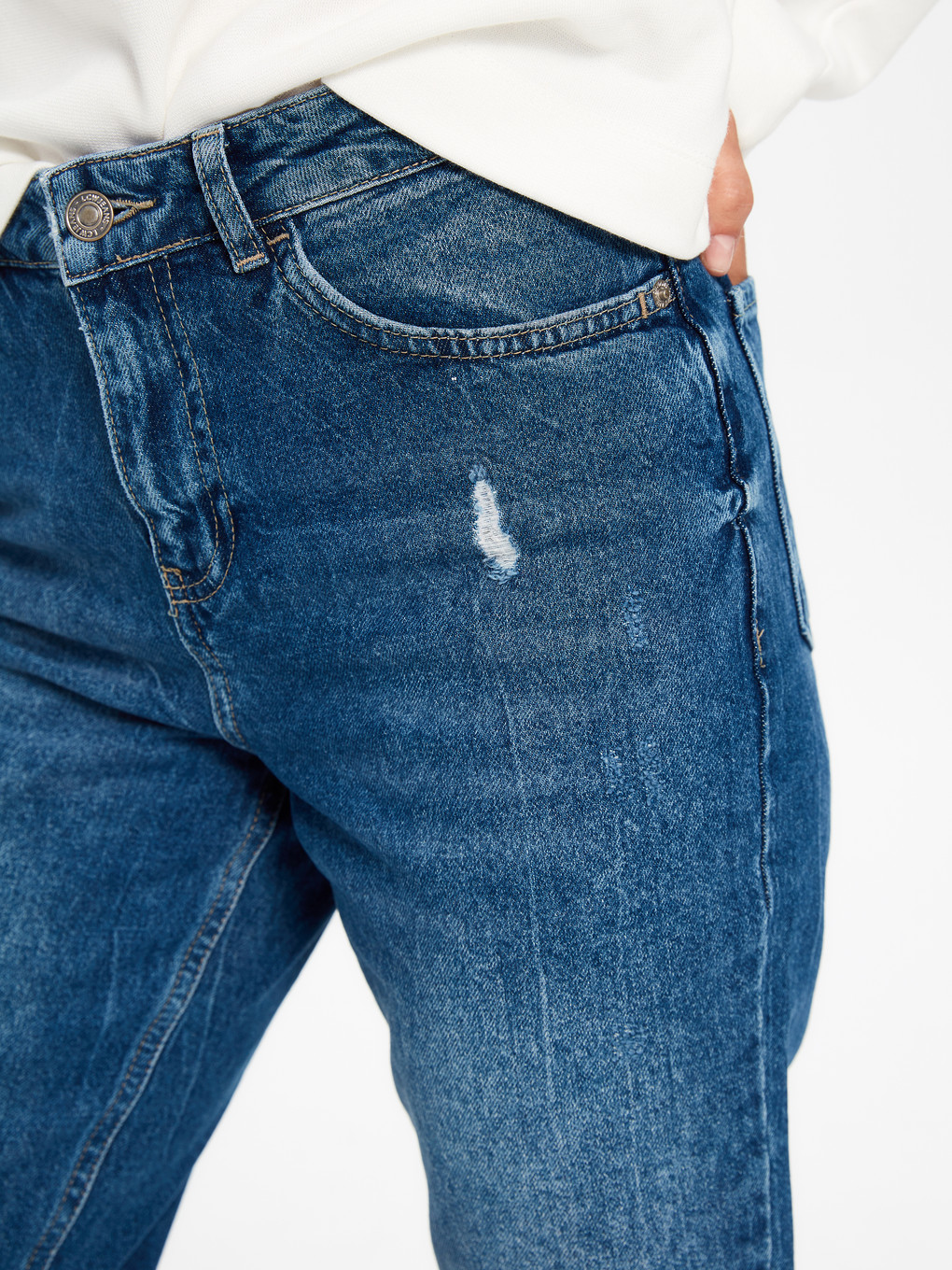 İndigo Mom Fit Kadın Jean Pantolon-3