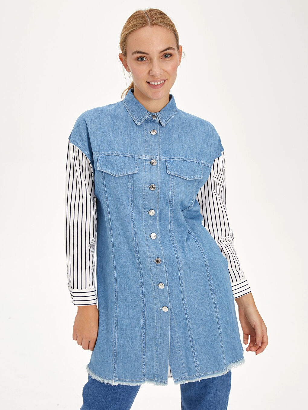 Orta İndigo Rodeo Jean Ceket