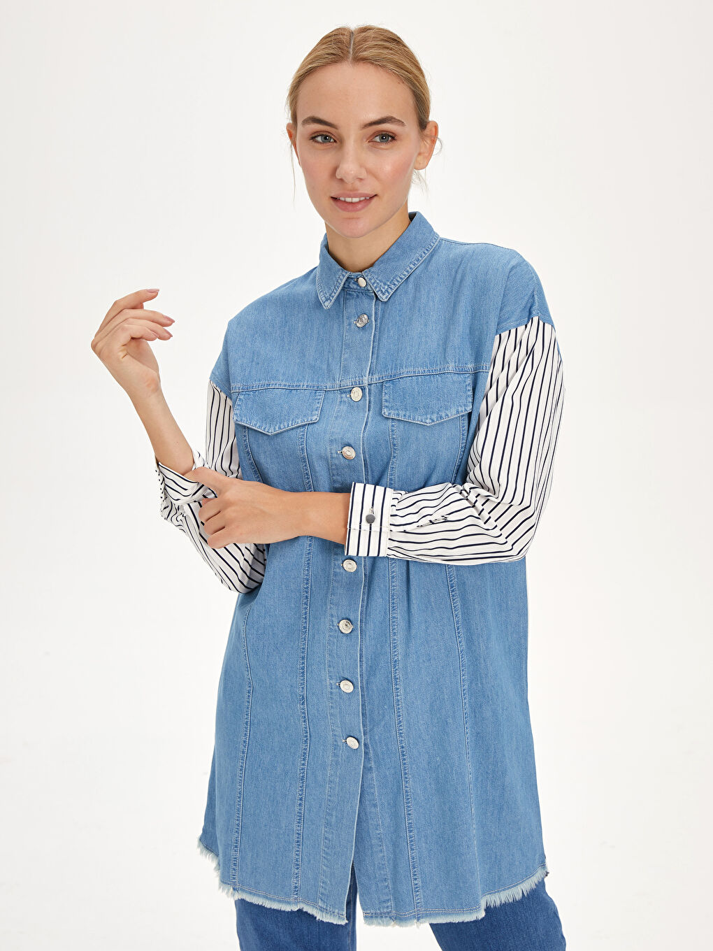 Orta İndigo Rodeo Jean Ceket-1