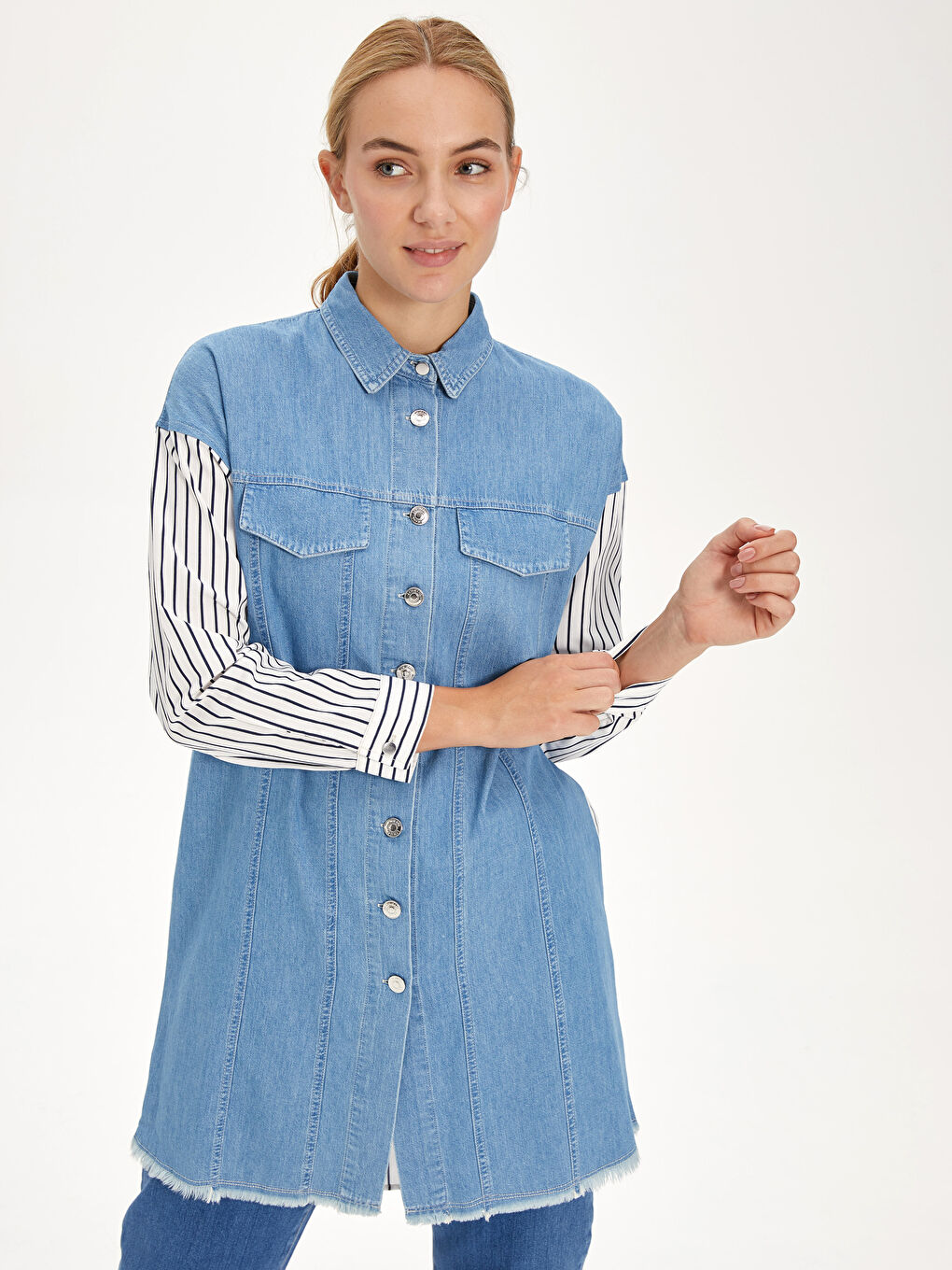 Orta İndigo Rodeo Jean Ceket-2