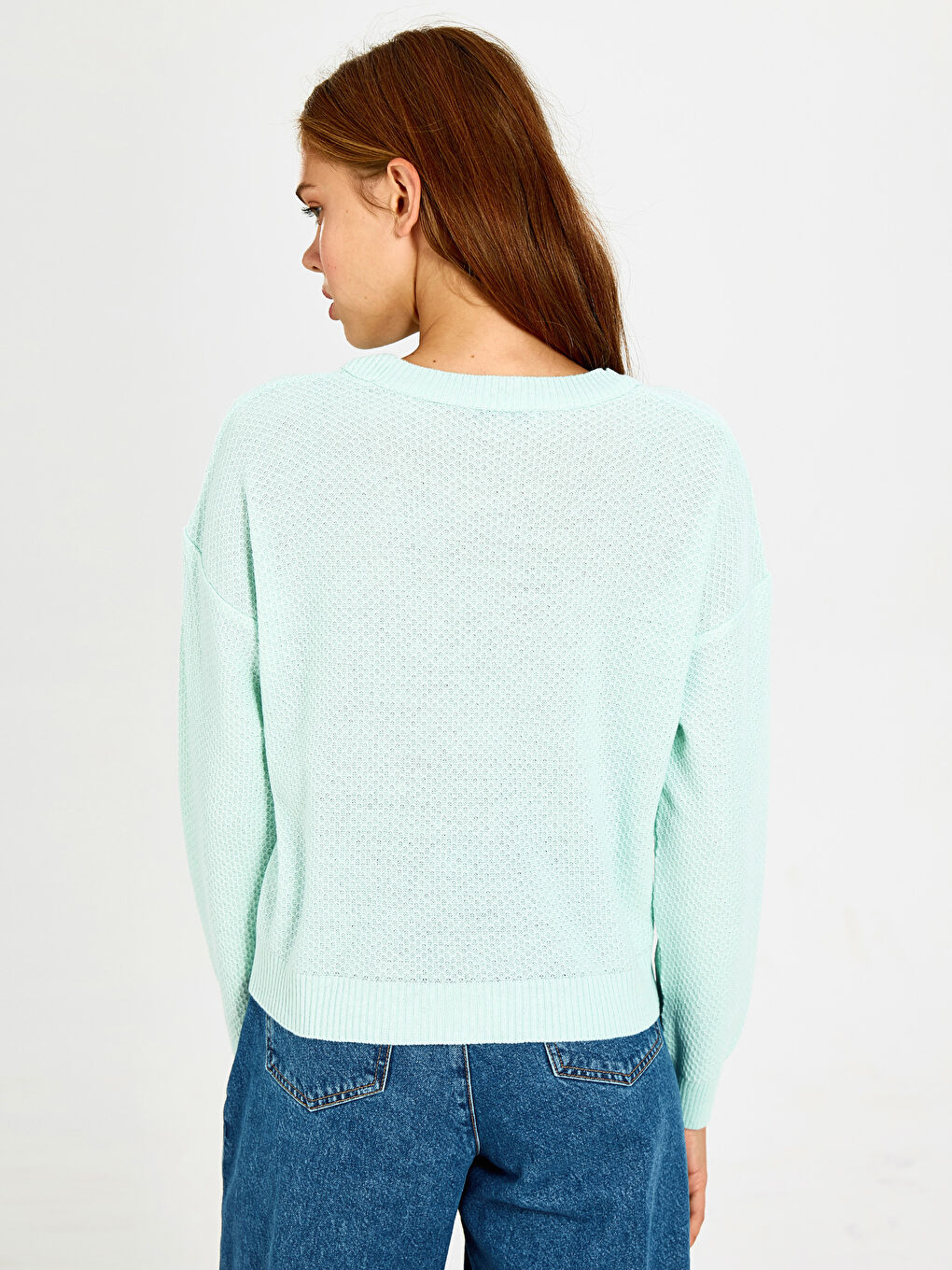 Mavi Bisiklet Yaka Uzun Kollu Kadın Kazak-2