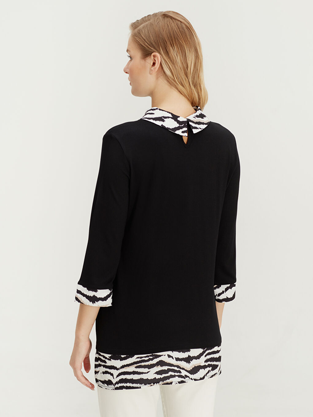 LCW Grace Shirt-Kragen Bedrucktes T-Shirt für Damen -9WJ701Z8-CVL