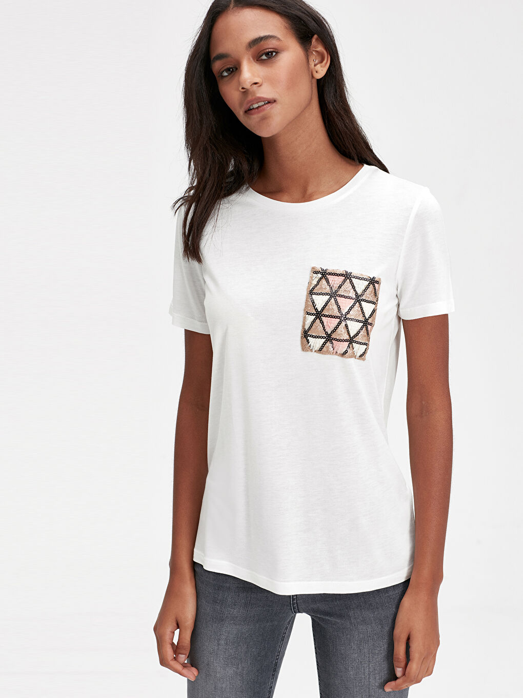 Жінка СІРО-ЖОВТИЙ Футболка-1