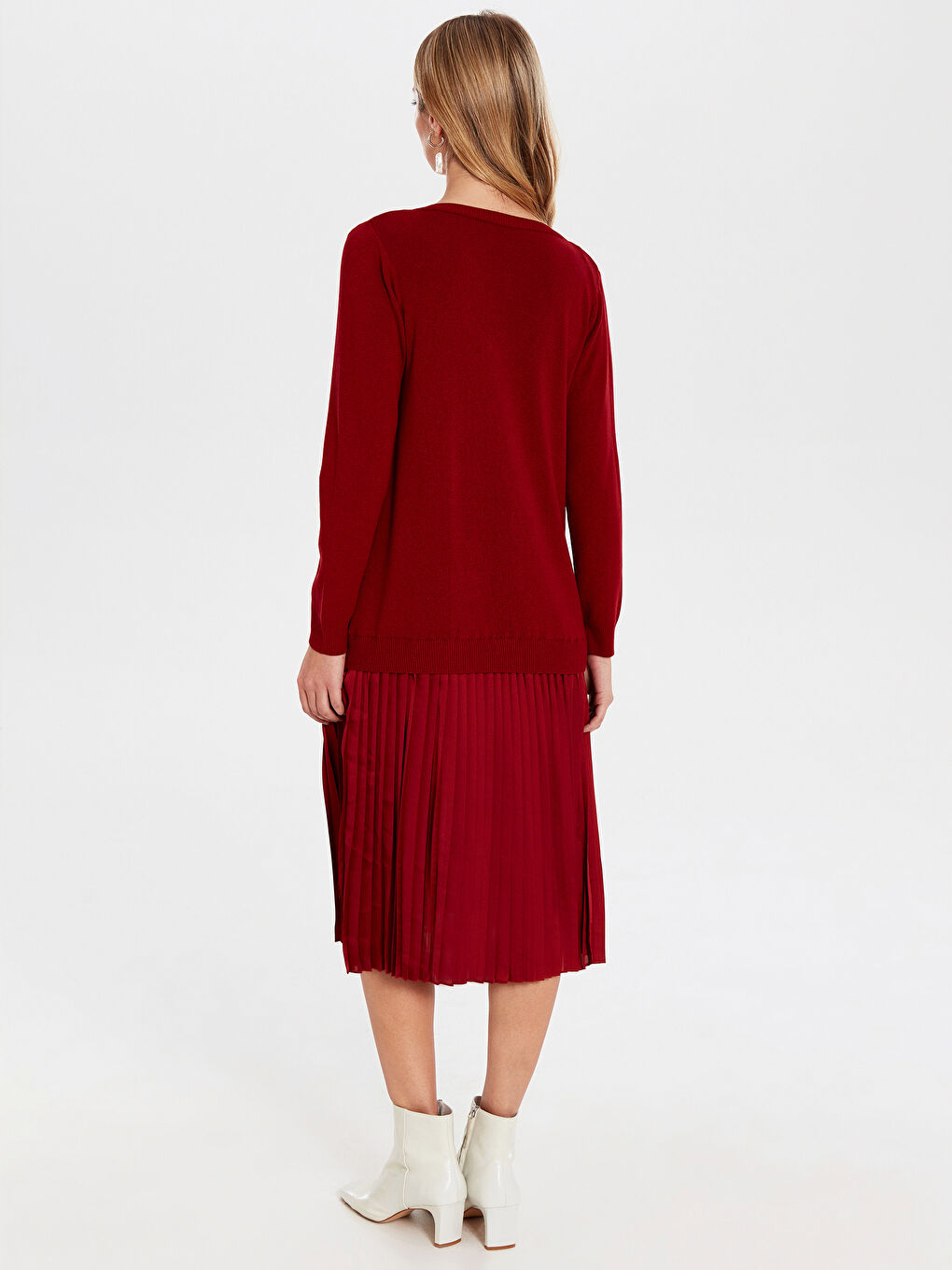 Әйелдерге арналған ұзын жеңді v жағалы көйлек-4