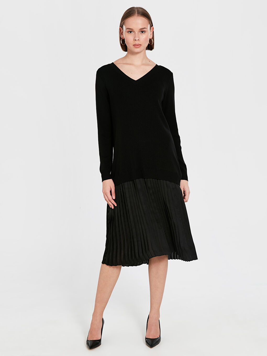 V-Neck Long Sleeve Women's Dress-1