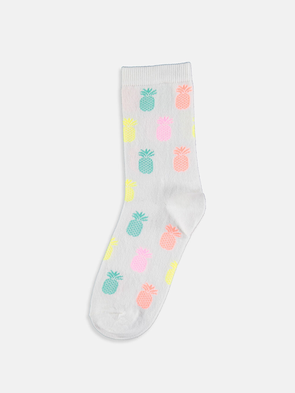 Beyaz Kadın Desenli Soket Çorap