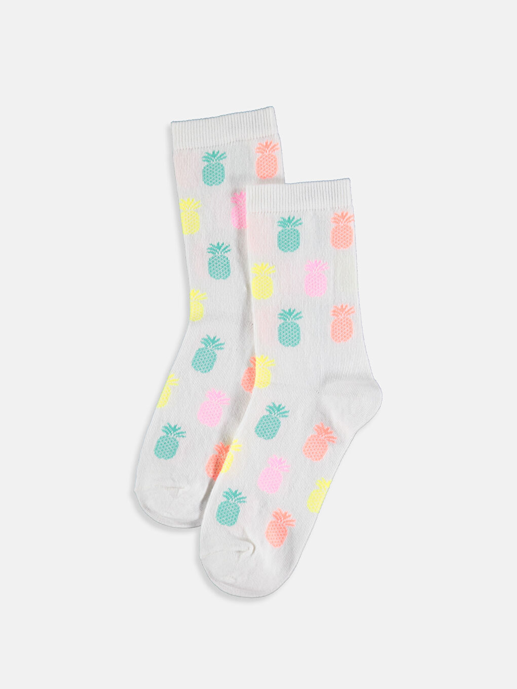 Beyaz Kadın Desenli Soket Çorap-1